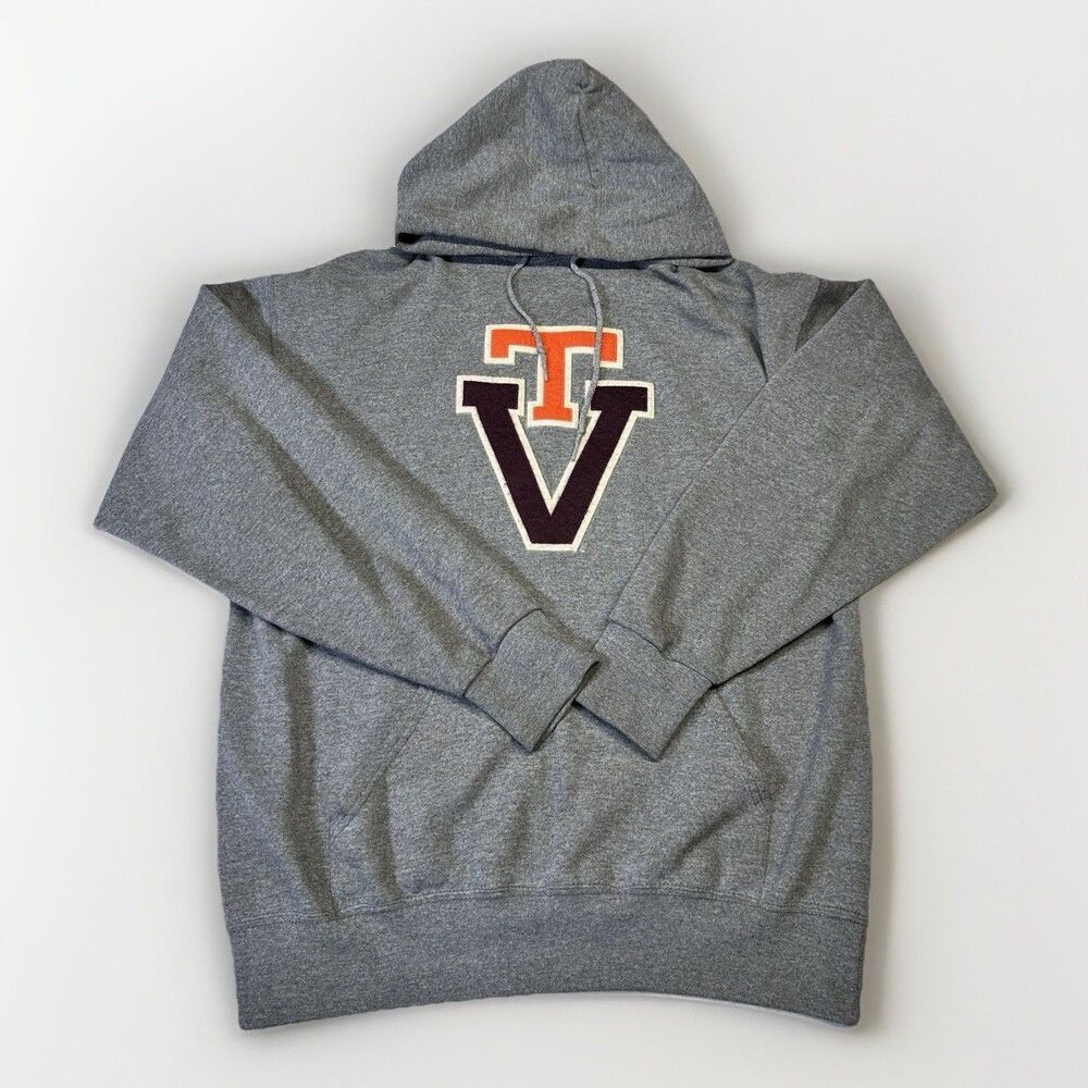Vintage VT Virginia Tech Hokies Hoodie Sweatshirt Gray Large USA Made
